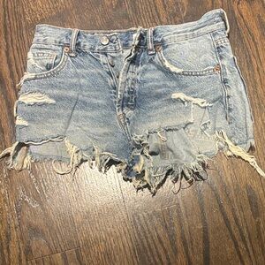 Zara Blue Distressed Jean Shorts